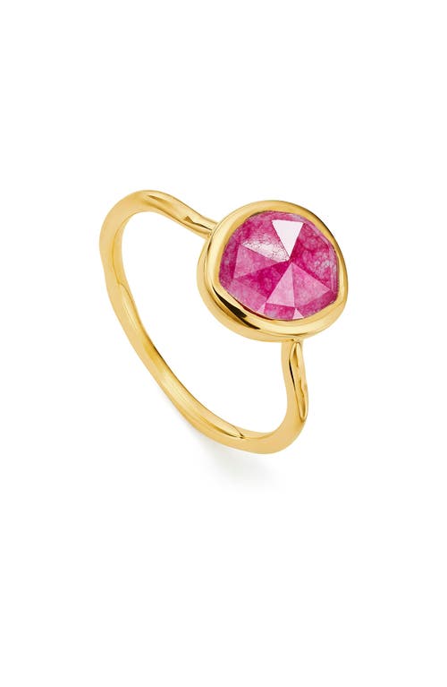 Shop Monica Vinader Siren Semiprecious Stone Stacking Ring In Gold/pink Quartz