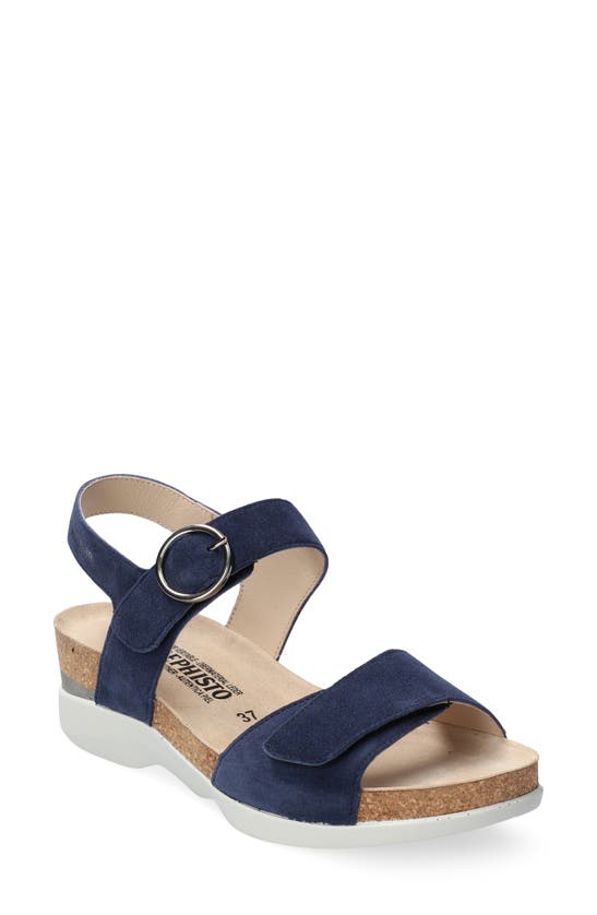 Shop Mephisto Oriana Strappy Wedge Sandal In Midnight Blue