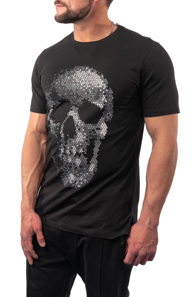 Maceoo Skulldot Black Embellished Stretch Cotton Graphic Tee | Nordstrom