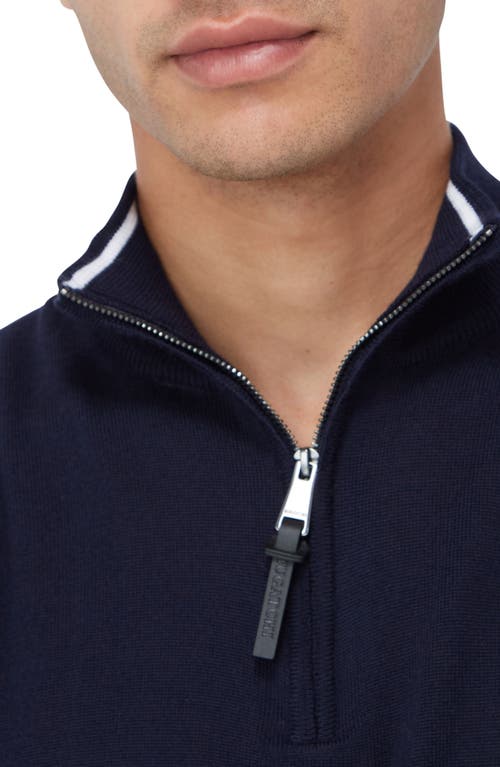 Shop Bugatchi Merino Wool Quarter Zip Pullover In Navy