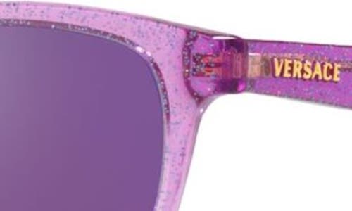 Shop Versace Kids' Phantos 46mm Small Round Sunglasses In Lilac Glitter/grey Violet