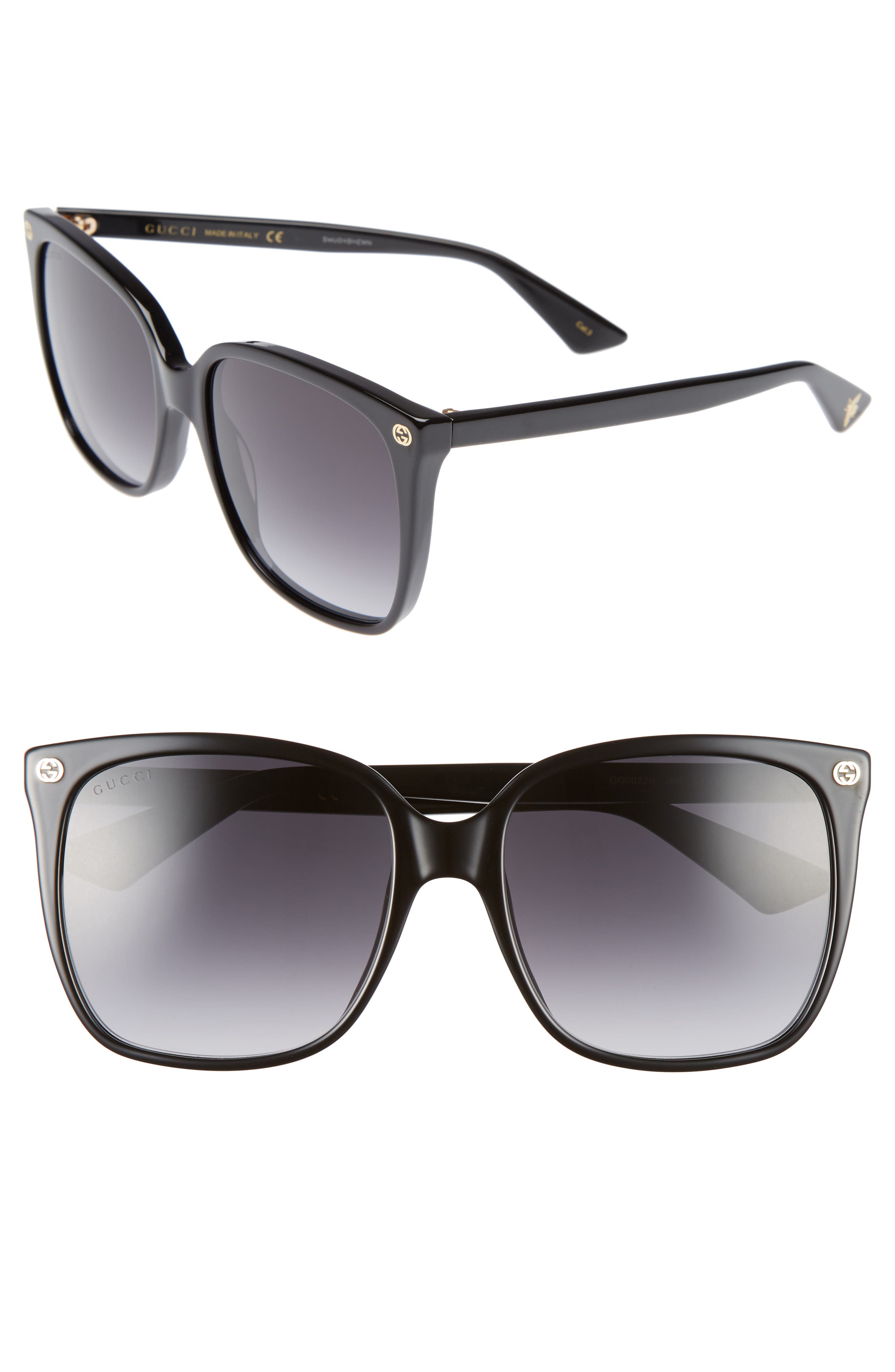 gucci 57mm square sunglasses black