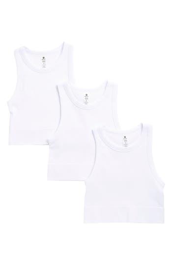 90 Degree By Reflex 3-pack Seamless Ribbed Crop Tank Tops In White