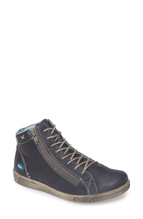 Aika High Top Sneaker in Blue Brushed Sole Leather