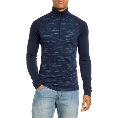 Smartwool Merino 250 Base Layer Pattern Quarter Zip Pullover, Blue