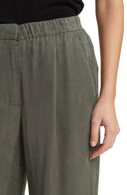 Eileen Fisher Pleated Wide Leg Pants In Grove