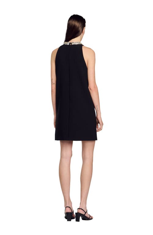 Shop Sandro Rhinestone Dress In Black