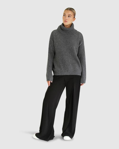 Belle & Bloom Right Here Waiting Open Back Knit In Charcoal