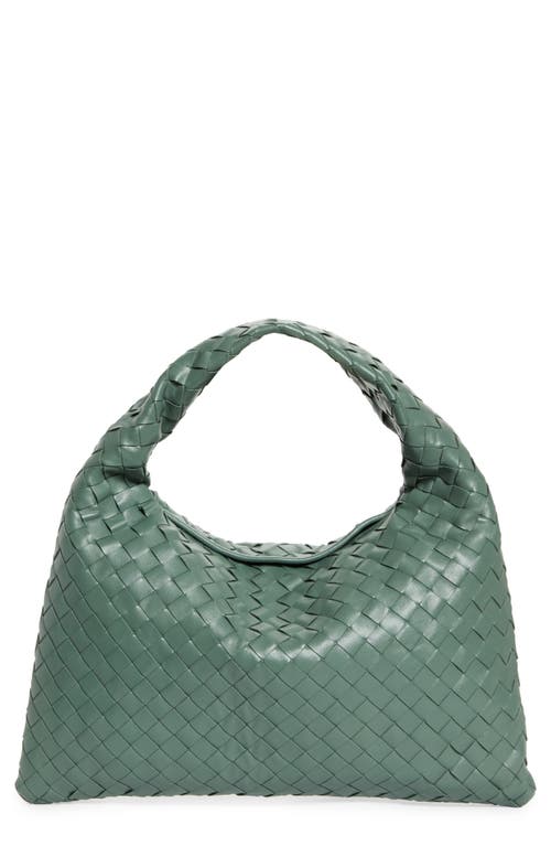 Shop Bottega Veneta Small Hop Hobo Bag In Aloe/brass