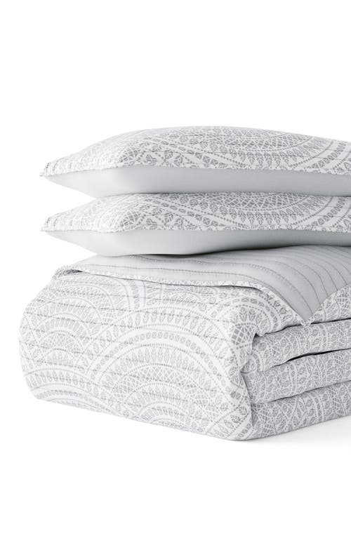 Homespun 3-piece Reversible Scallop Print Quilt Set In Light Gray