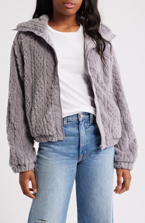 Thread & Supply Cable Stitch Fleece Jacket In Lilac Grey