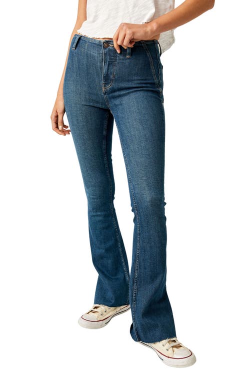 Free People Level Up Side Slit Bootcut Jeans Country Blue Wash at Nordstrom,