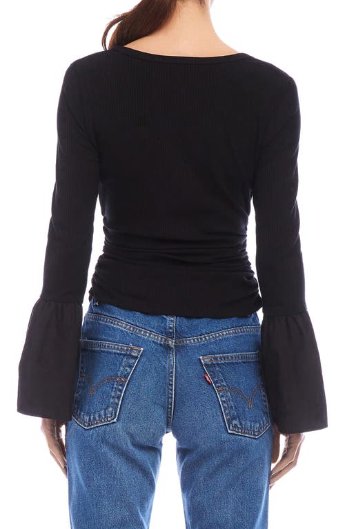 Shop Fifteen Twenty Ava Bell Sleeve Rib Top In Black