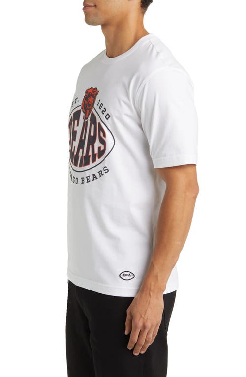 Shop Hugo Boss Boss X Nfl Stretch Cotton Graphic T-shirt In Chicago Bears White