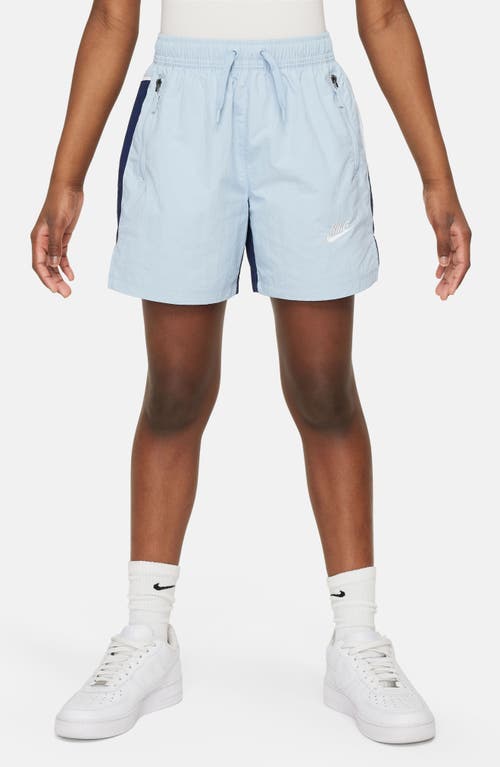 Nike Kids' Amplify Nylon Athletic Shorts In Armory Blue/mid Navy/white