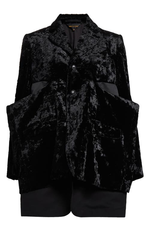 Shop Comme Des Garçons Crushed Velvet Jacket In Black X Black