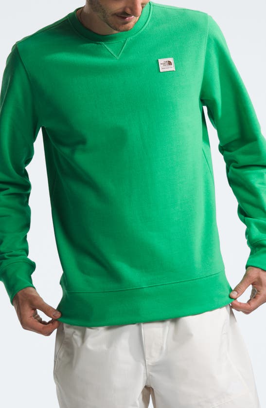 Shop The North Face Heritage Patch Crewneck Sweatshirt In Optic Emerald
