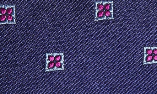 Shop David Donahue Floral Medallion Silk Tie In Navy