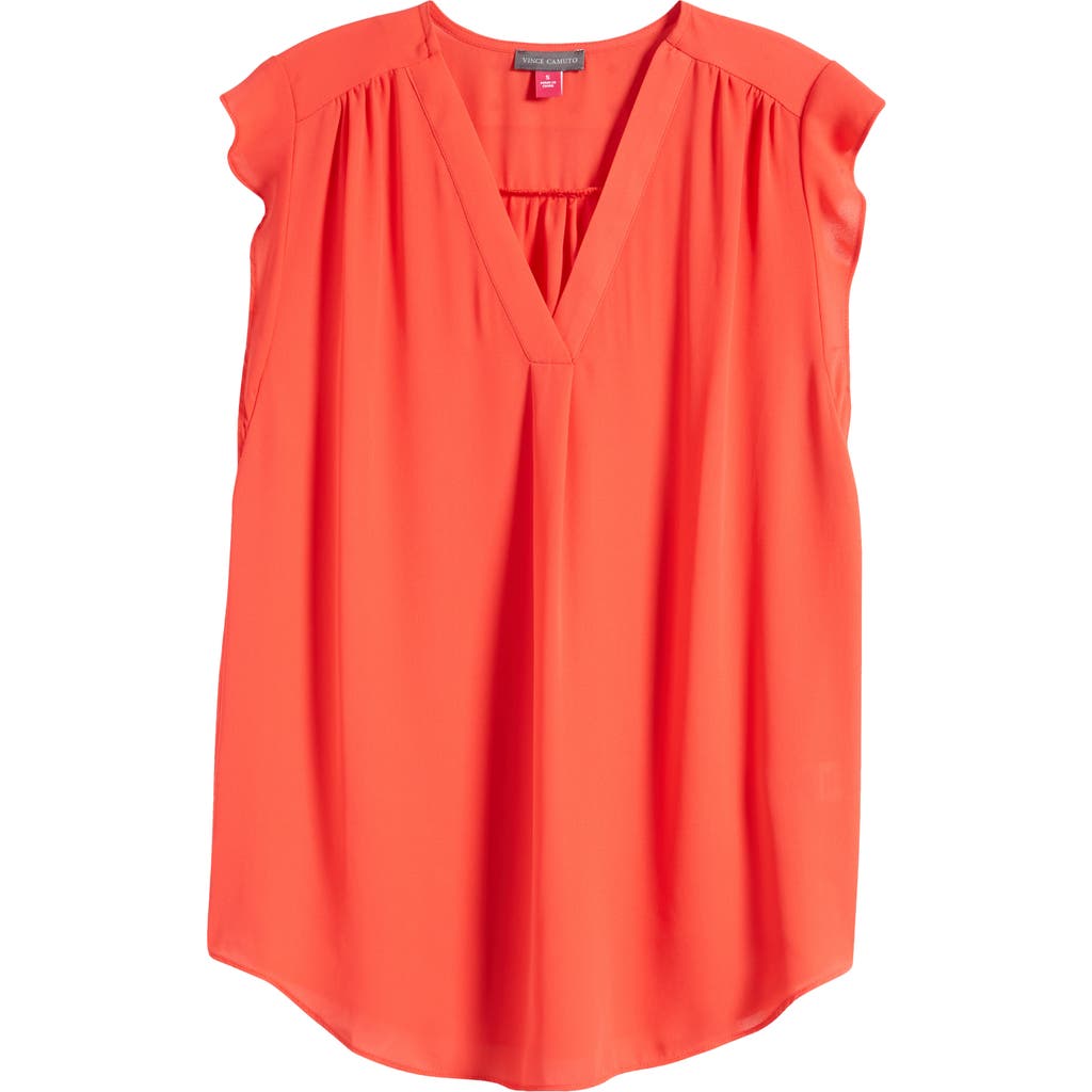 Vince Camuto Flutter Sleeve Top In Red
