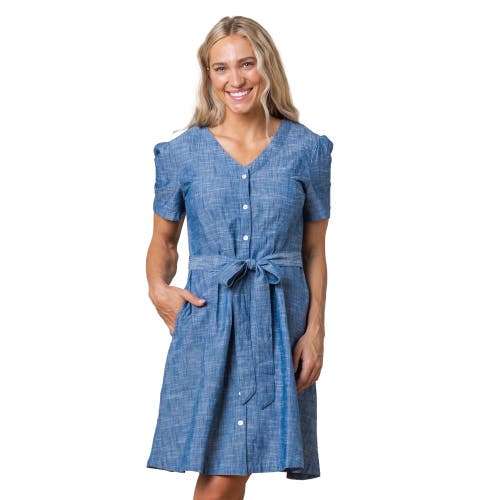 HOPE & HENRY ORGANIC BUTTON FRONT CHAMBRAY DRESS 