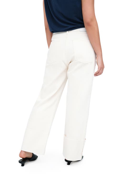Marcella Whitlock High Waist Cuff Straight Leg Jeans In Off White