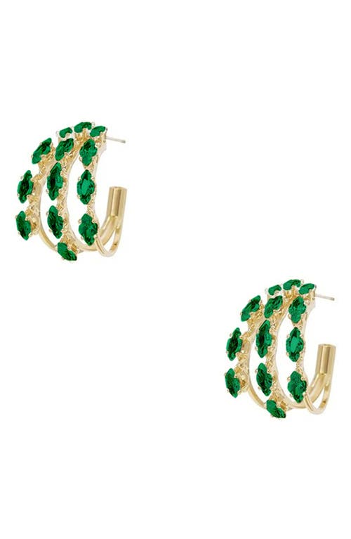 Ettika Crystal Huggie Hoop Earrings in Green at Nordstrom