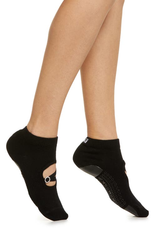 Arebesk Rhinestone Buckle No-Slip Socks in Black