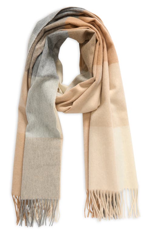 JOHNSTONS OF ELGIN JOHNSTONS OF ELGIN BLOCK CHECK CASHMERE FRINGE SCARF