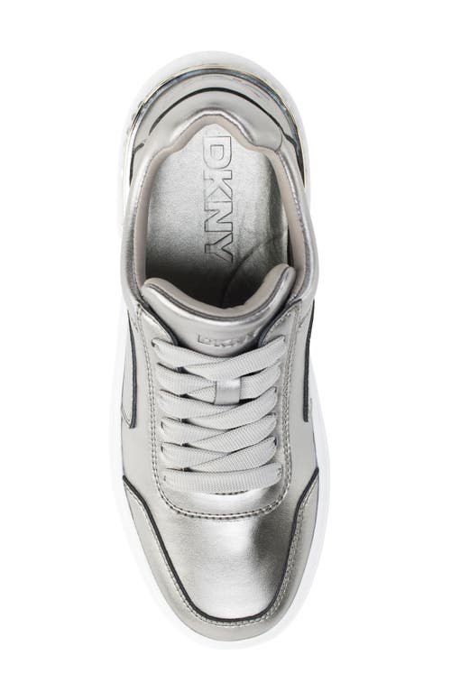 Shop Dkny Beverly Hidden Wedge Sneaker In Nickel