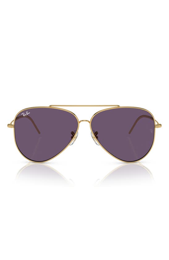 Ray Ban Reverse 62mm Oversize Aviator Sunglasses In Violet