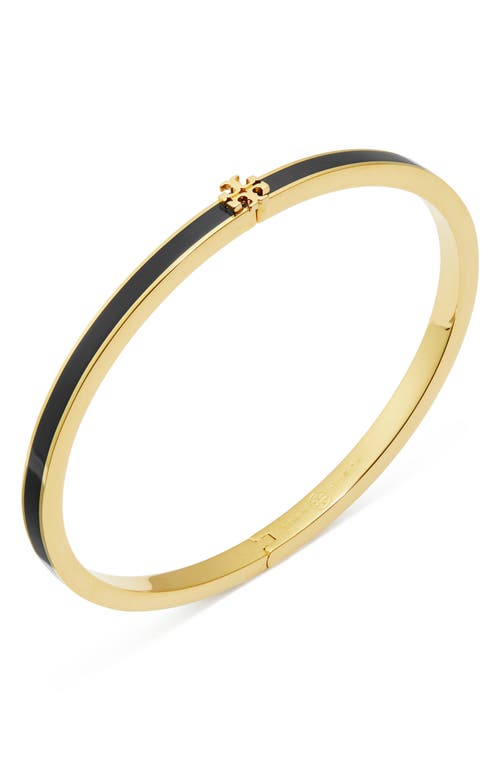 Shop Tory Burch Kira Enamel Hinge Bracelet In Tory Gold/black