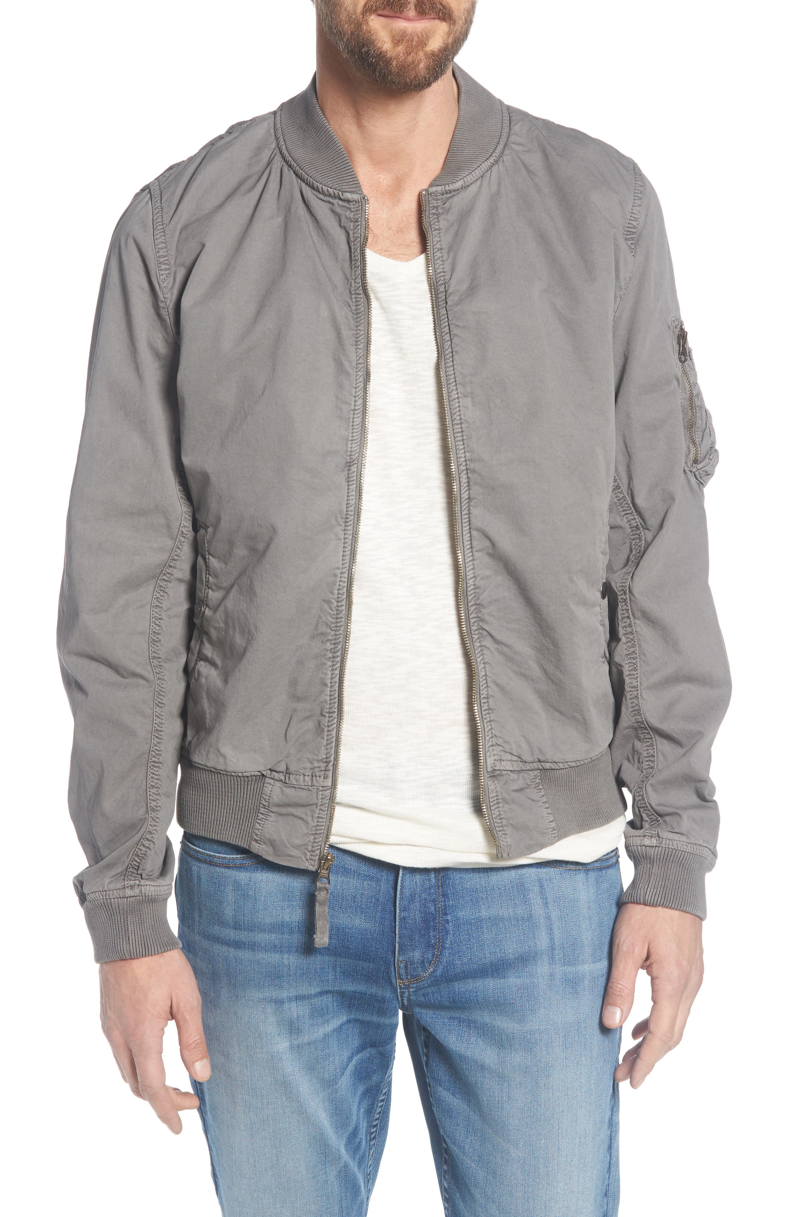 grey cotton bomber jacket