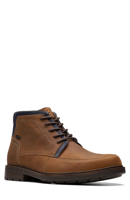 Clarks(r) High Top Waterproof Derby Boot in Tan Leather