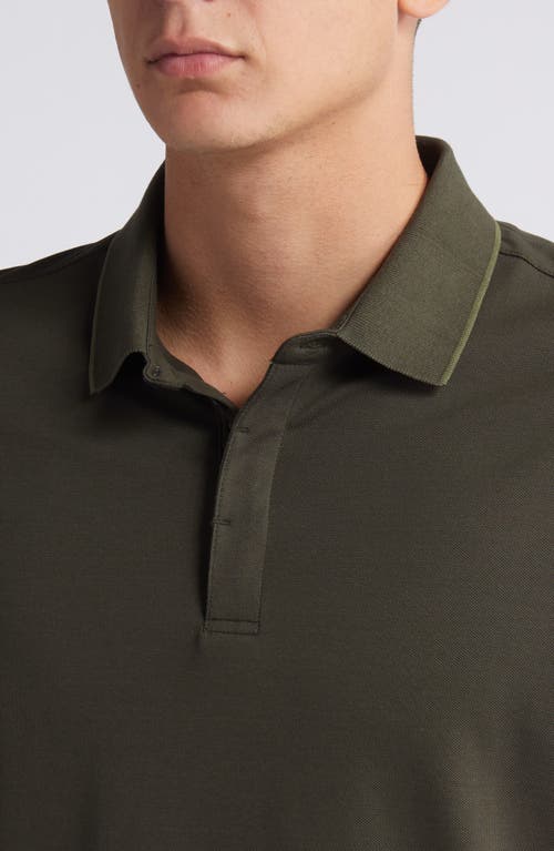 Shop Robert Barakett Hunter Tipped Solid Polo In Olive