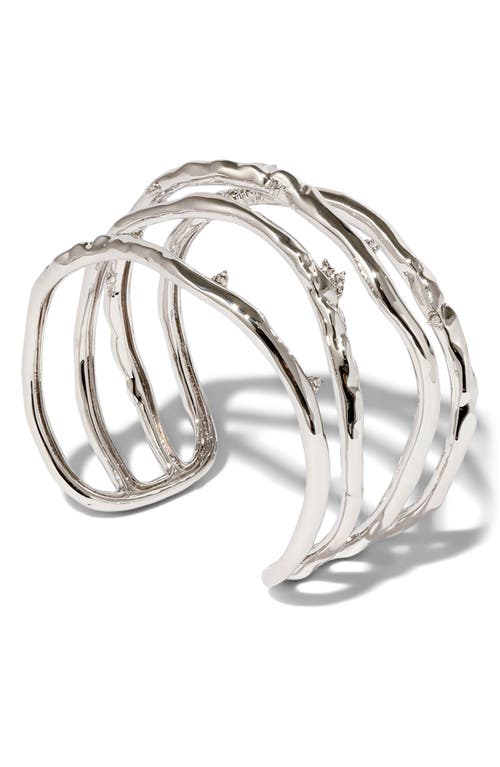 Alexis Bittar Brut Crystal Thorn Orbital Bangle Bracelet in Silver Crystals 