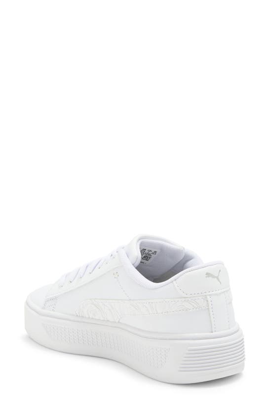 Shop Puma Smash Platform V3 Imprint Sneaker In White- Silver