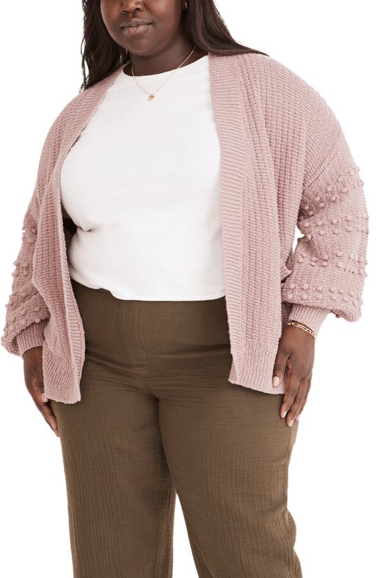 Madewell Bobble Cardigan Sweater In Mauve Shadow