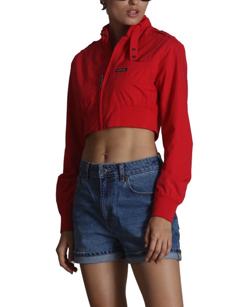 Members Only Mini Cropped Racer Jacket In Red