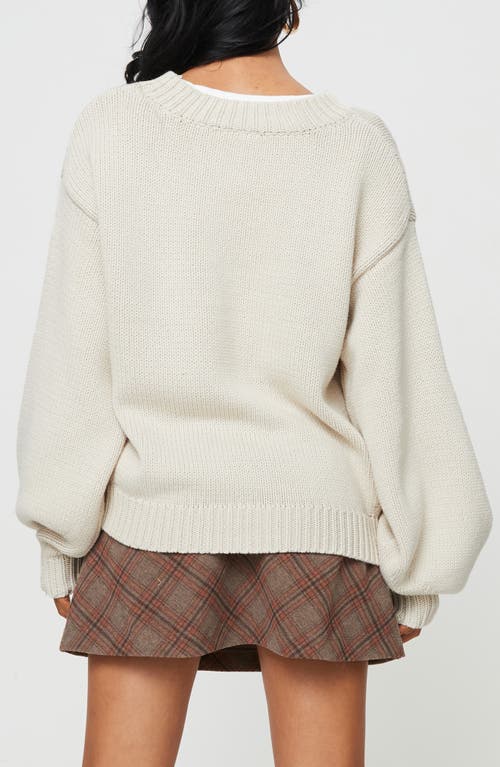 Princess Polly Harmony Oversize Crewneck Sweater In Beige