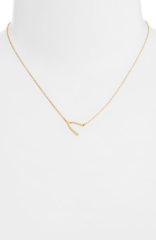 Jennifer Zeuner Lily Wishbone Necklace In Yellow Gold