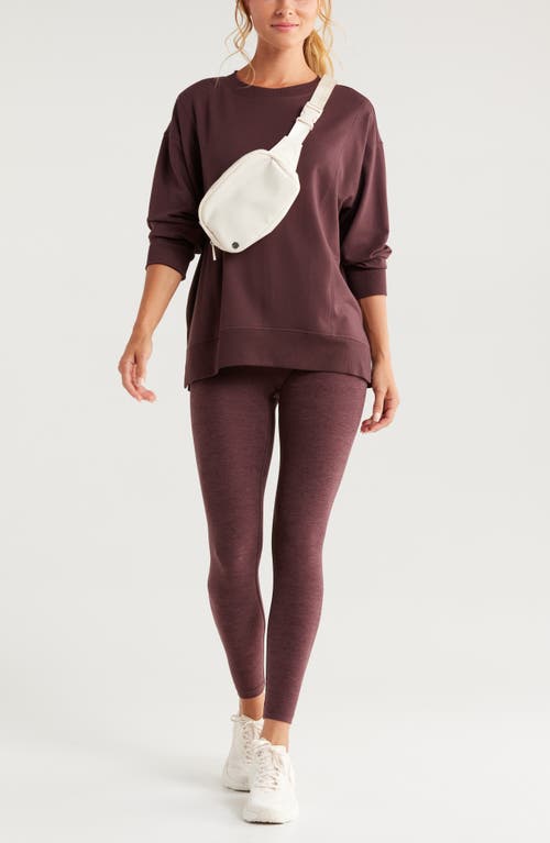 Shop Zella Luxe French Terry Sweatshirt In Burgundy Fudge