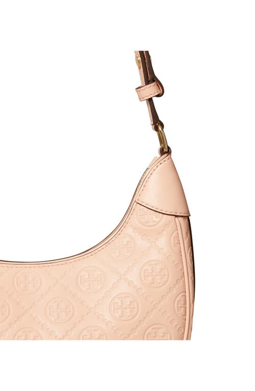 Tory Burch T Monogram Crescent Bag In Blush