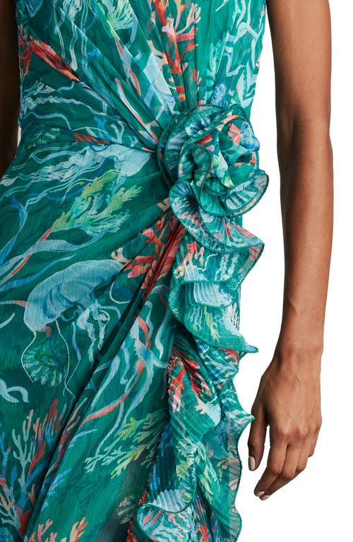 Shop Tadashi Shoji Undersea Print Stapless Gown In Bamboo