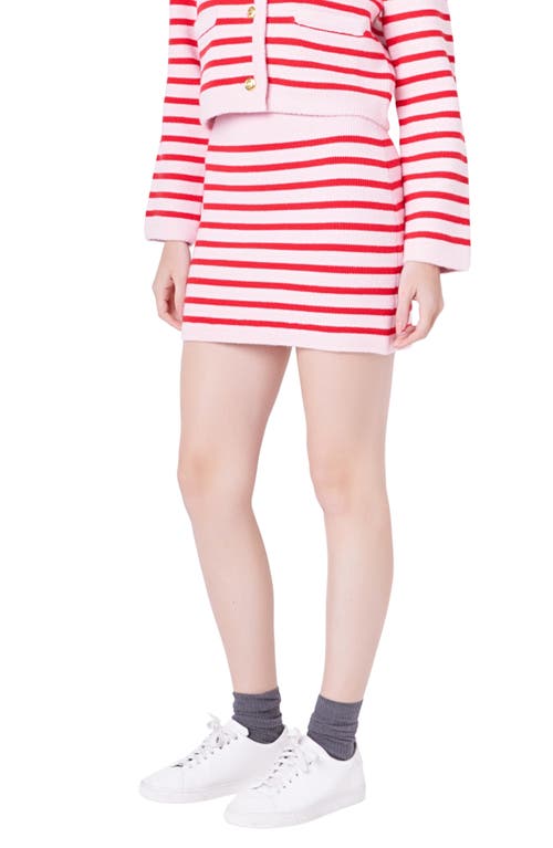 English Factory Stripe Miniskirt In Pink/red
