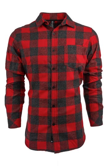 Shop Burnside Plaid Flannel Long Sleeve Button-up Shirt In Red/heather Black