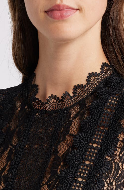 Bebe Lace Bodice Long Sleeve Jumpsuit In Black