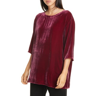 Eileen Fisher Ballet Neck Boxy Top, Red