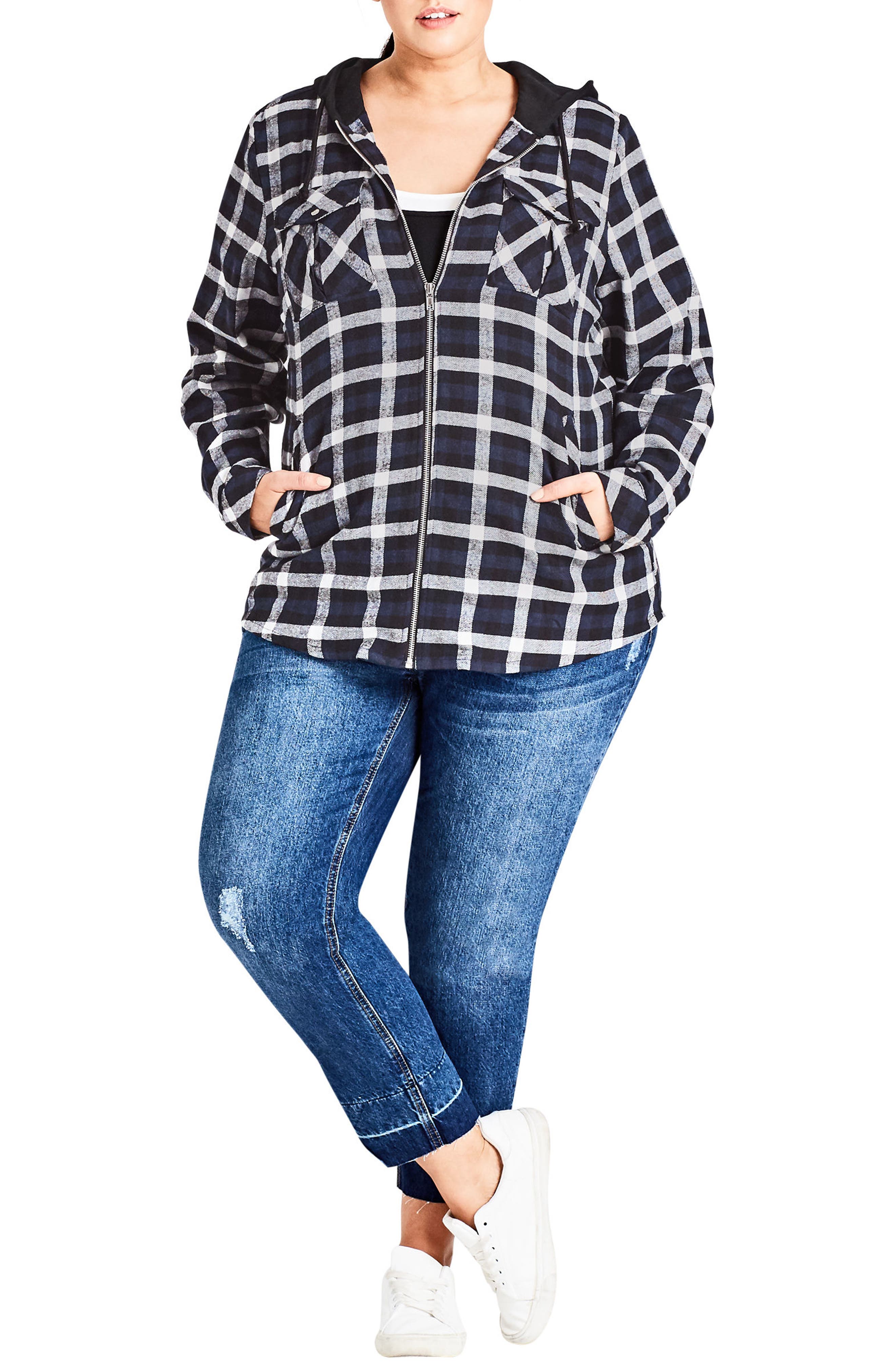 plus size hooded flannel