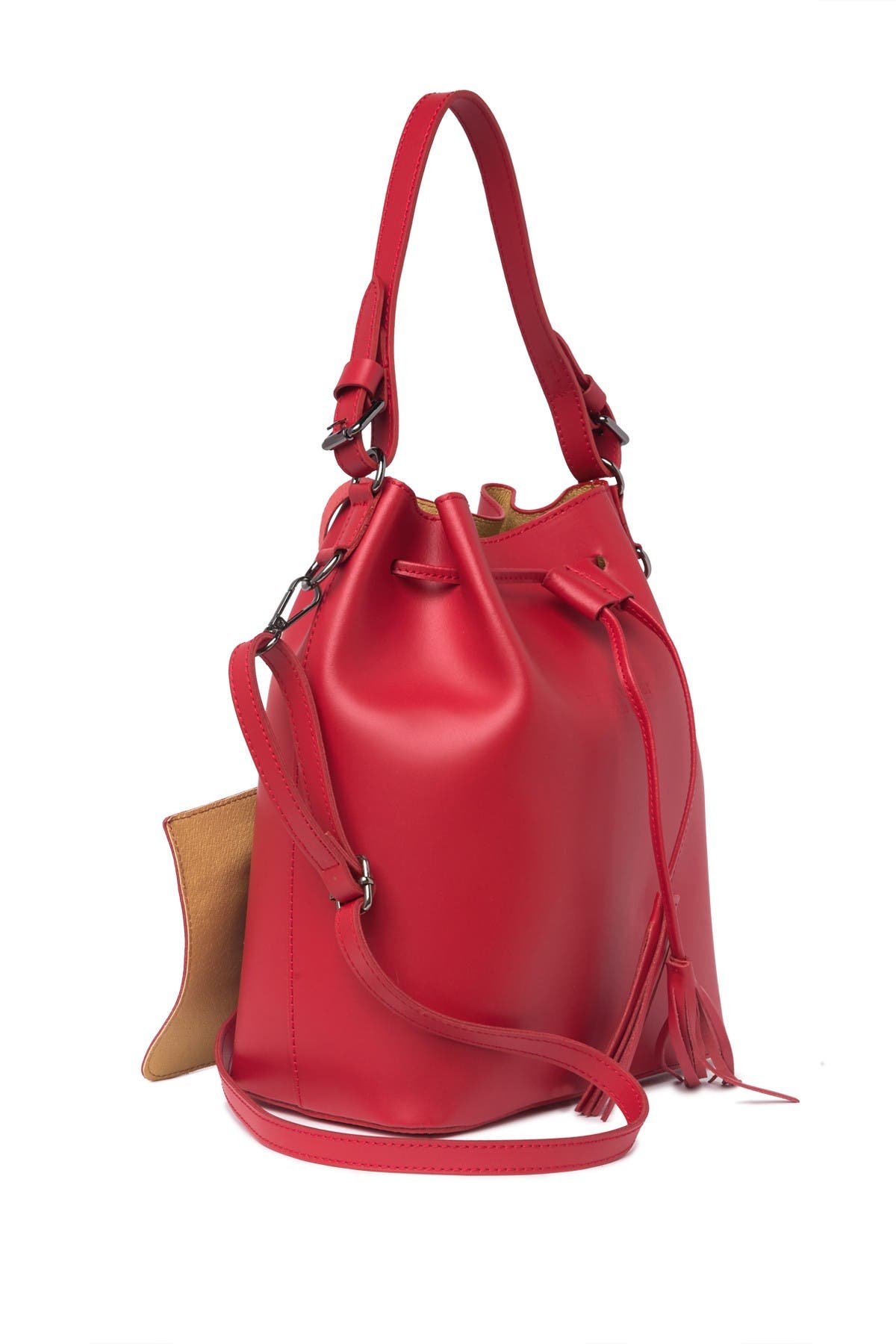 CHRISTIAN LAURIER | Birgit Tassle Drawstring Leather Bucket Bag ...