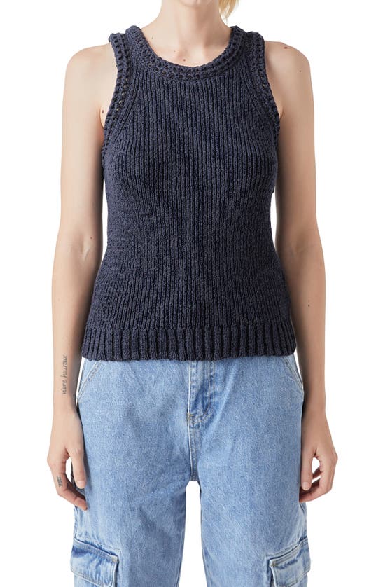 Grey Lab Ribbed Sleeveless Sweater In Navy